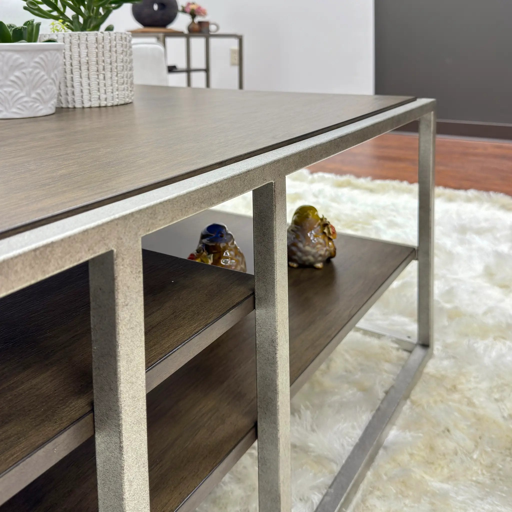 Padena 3-Piece Metal Frame Wood Living Room Coffee Table and 2 End Tables Set by HouseOfZazla