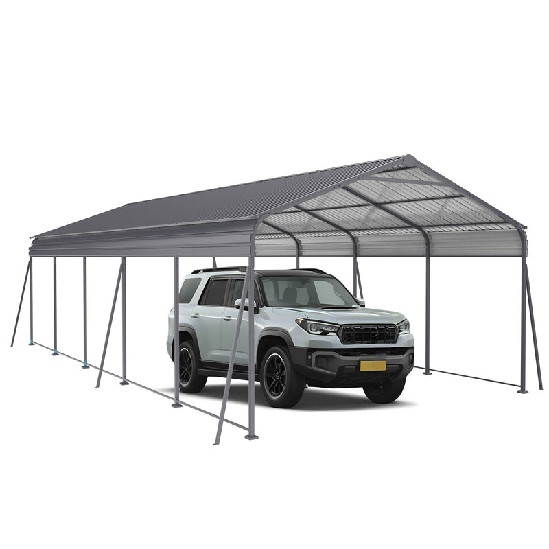 Metal Carport 13 x 26.5 FT with Galvanized Steel Roof - Heavy Duty Outdoor Shelter, photo 6 of 10
