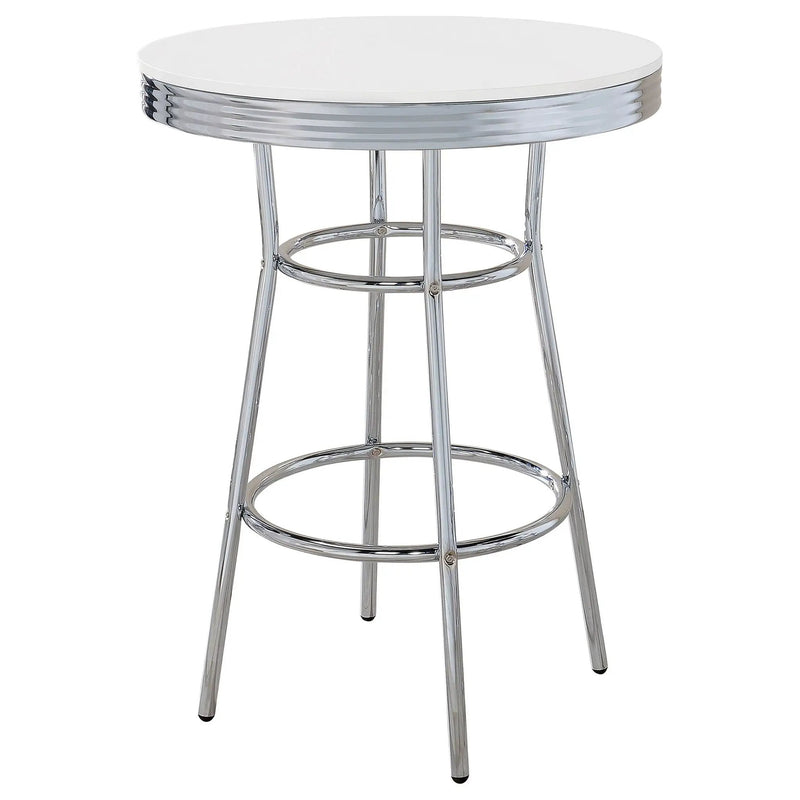 Retro 3-piece Round 1950s Bistro Pub Bar Table Set White by Unique Piece Furniture