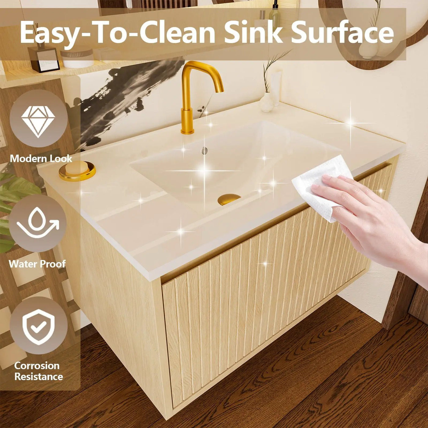 Wall Mounted Floating Bathroom Vanity With Sink And Drawers by HouseOfZazla