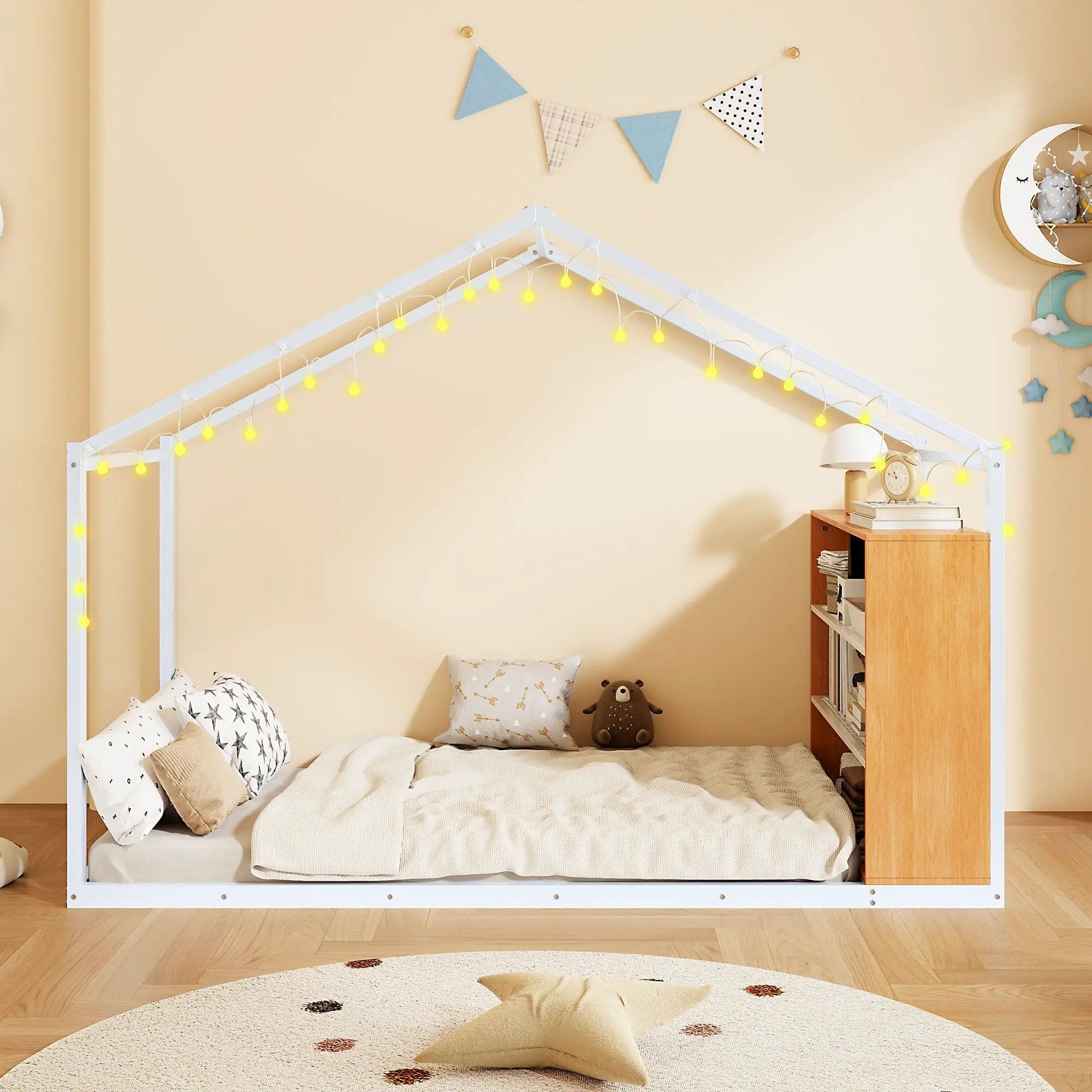Bed House Frame With Shelves And Lights by HouseOfZazla