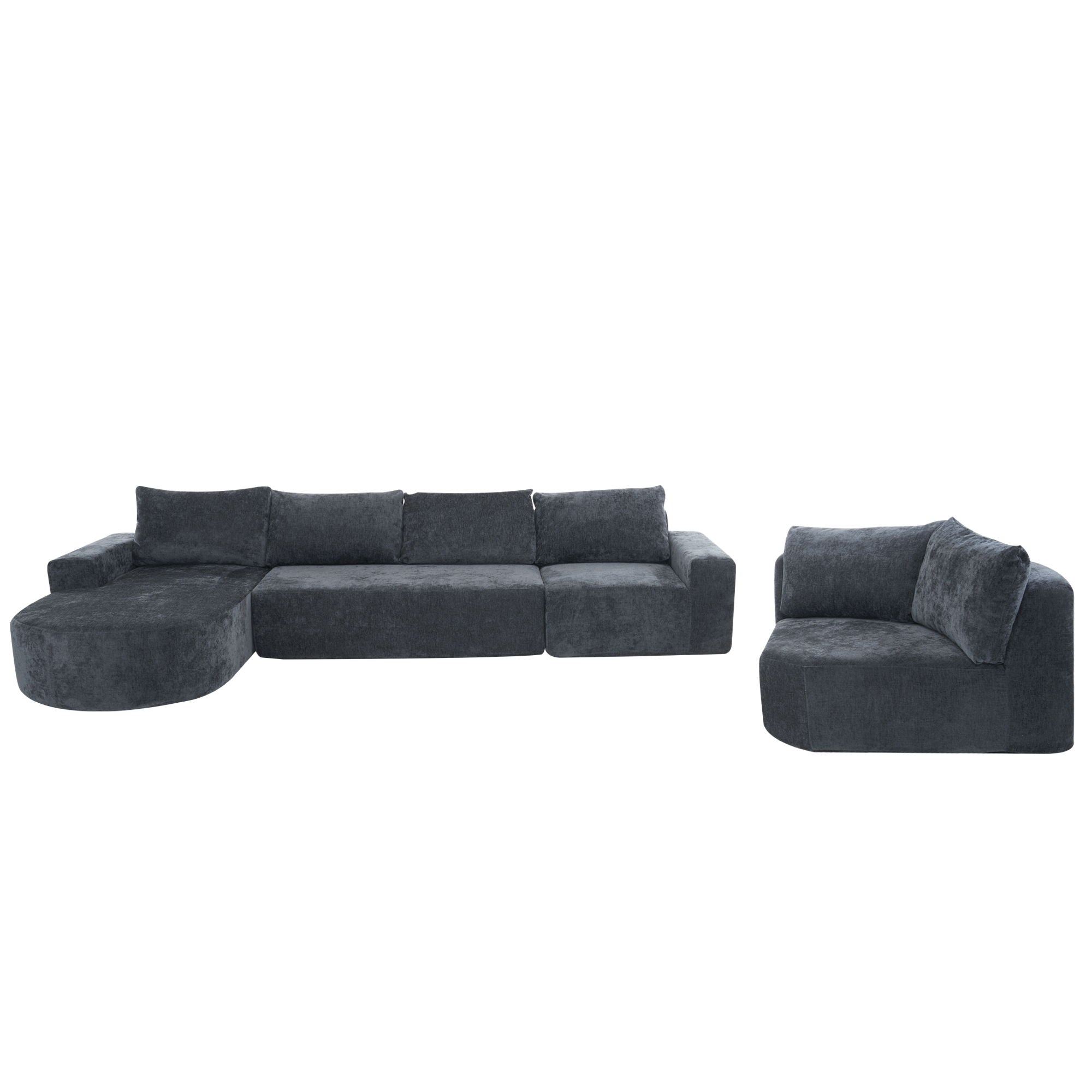 Modular Cloud Sectional Sofa Set, U-Shaped Upholstered Couch With Deep Seat by HouseOfZazla
