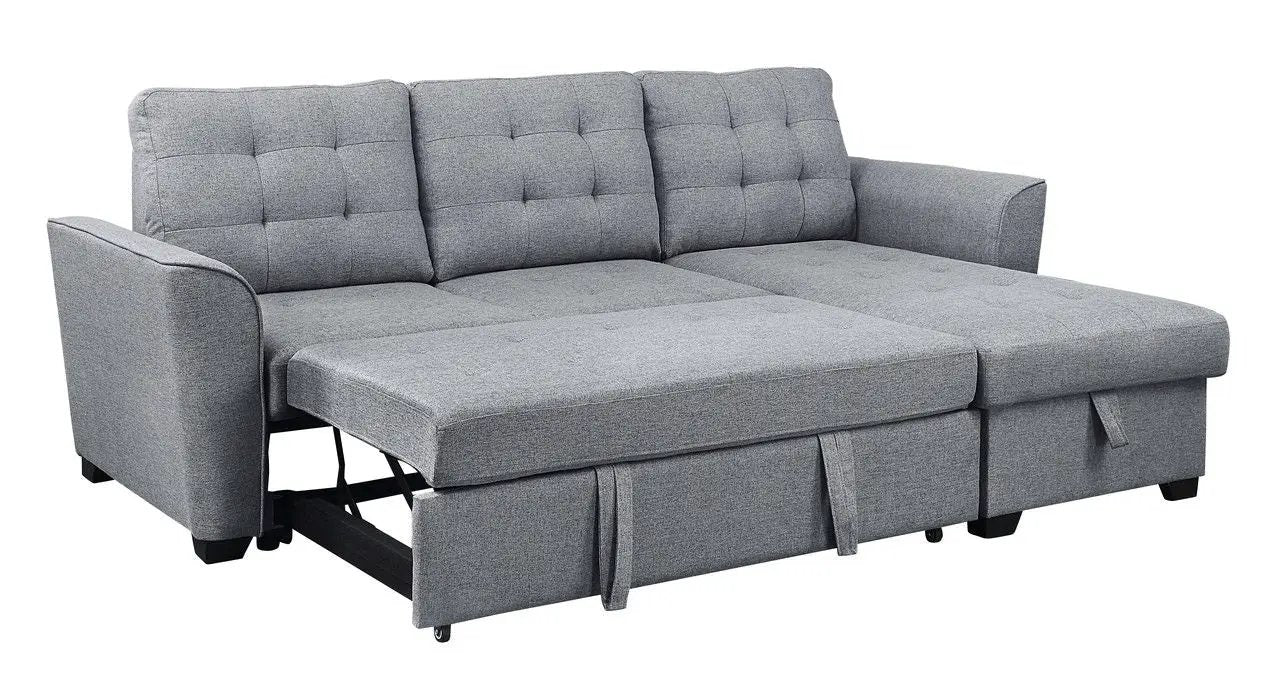 Avery - Sleeper Sectional Sofa With Reversible Storage Chaise - Light Gray by HouseOfZazla