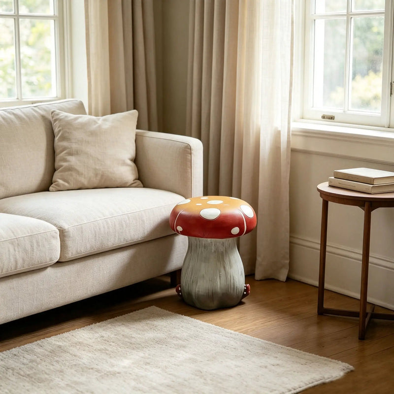 13.4" Oversized Mushroom Statue Stool by HouseOfZazla
