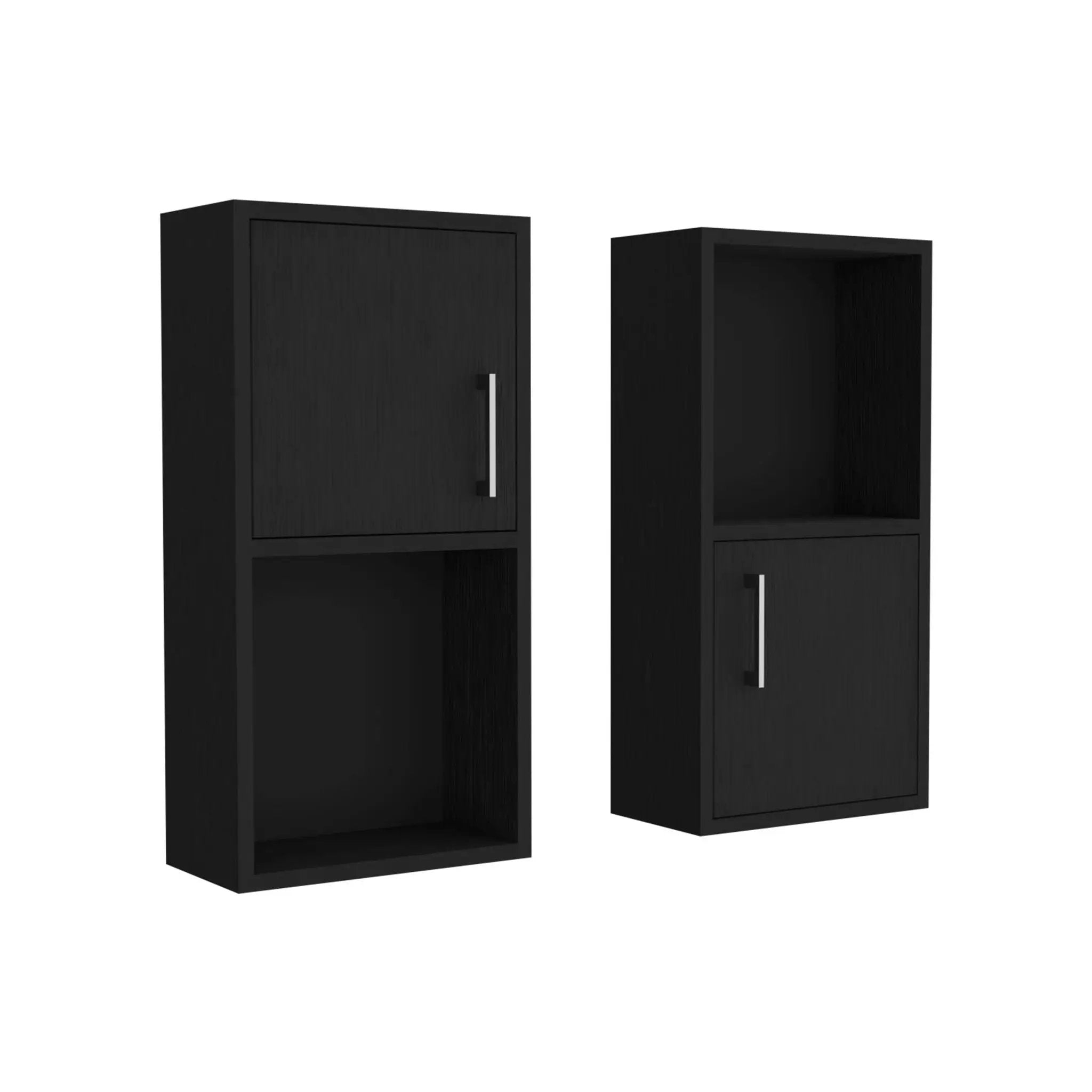 Wall Mounted Bathroom Medicine Cabinet Eak Two Doors, Two Shelves - Black by HouseOfZazla