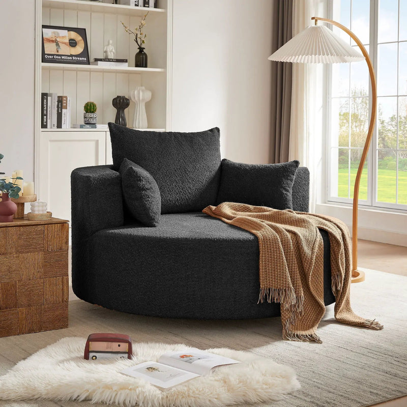360° Swivel Chair Accent Barrel Chair With Removable Pillows by HouseOfZazla