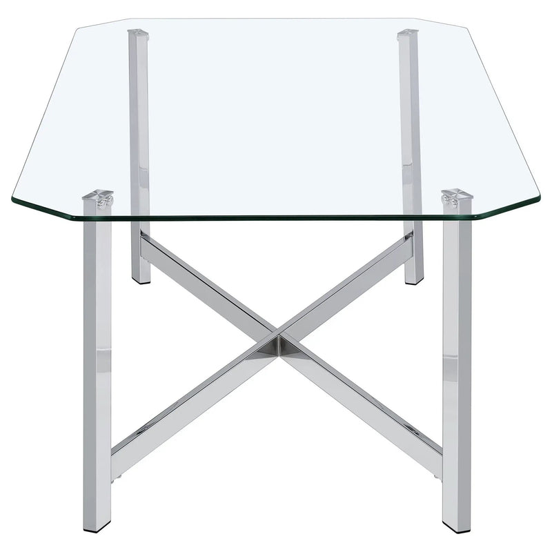 Cronin Rectangular Tempered Glass Top Cocktail Coffee Table Chrome by Unique Piece Furniture