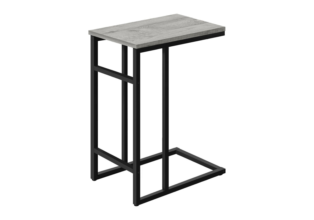 C-Shaped Accent Table with Wood Top and Metal Base - Light Brown, Gray, Black, photo 11 of 12