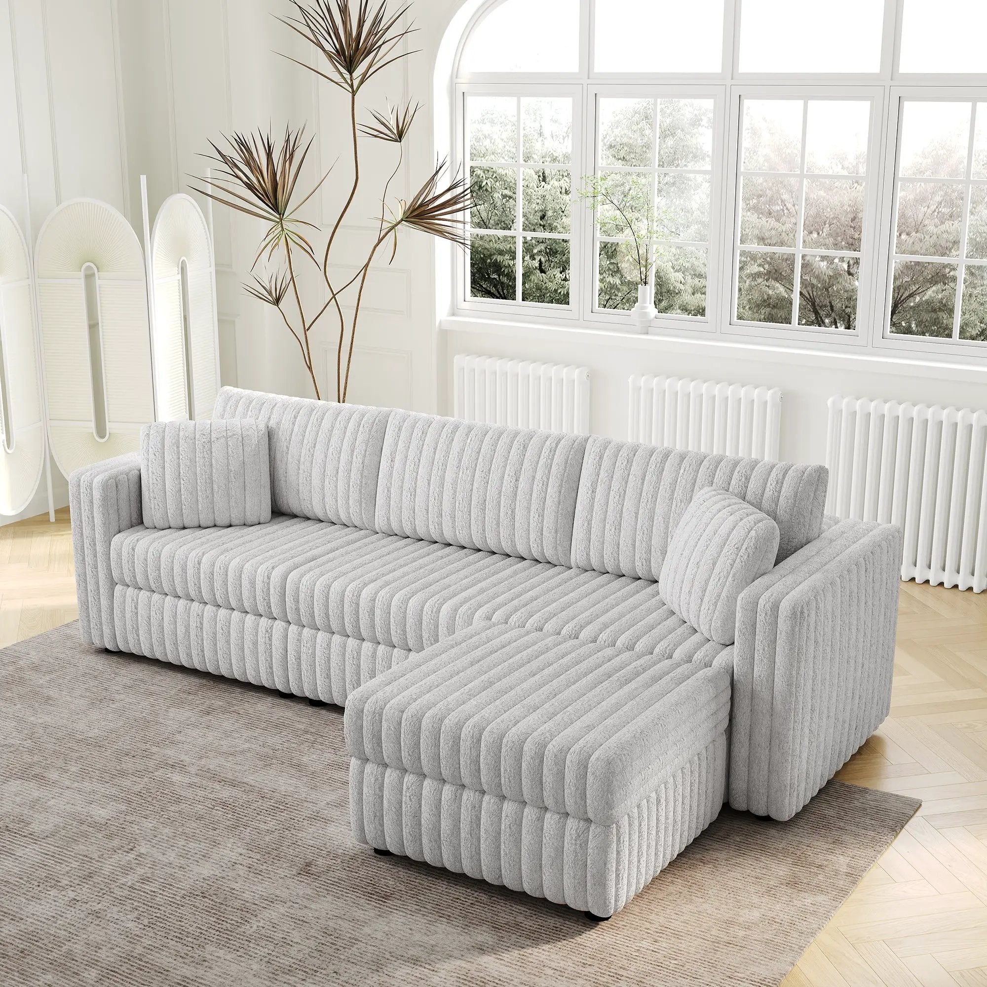 106.3" Soft 3-Person Sofa with Ottoman by HouseOfZazla