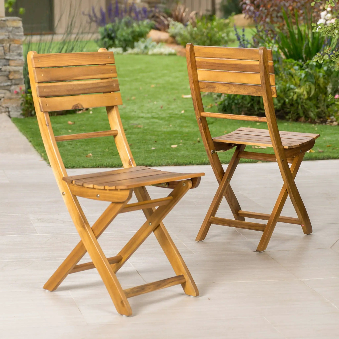 Outdoor Foldable Wood Dining Chair With Slat Design (Set of 2) by HouseOfZazla
