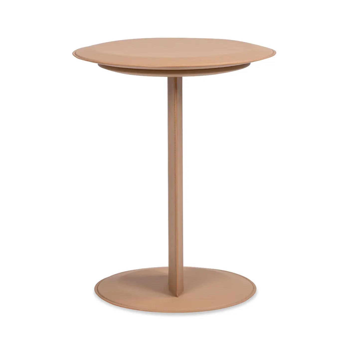 Mode - Leatherette Round C-Shaped Sofa Side Table - Saddle Brown by HouseOfZazla