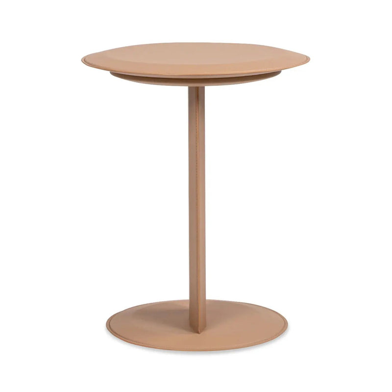 Mode - Leatherette Round C-Shaped Sofa Side Table - Saddle Brown by HouseOfZazla