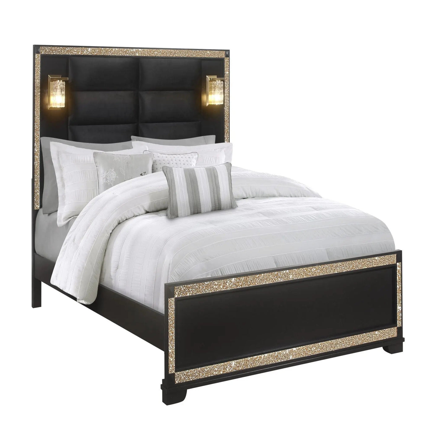 Lively - Bedroom Set With Glitter Detail And Padded Headboard by HouseOfZazla