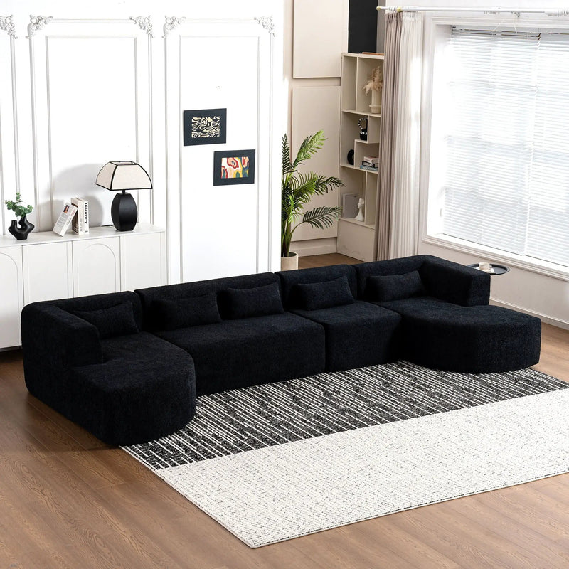 Upholstered Sofa Free Combined Sofa Couch With 2 Chaise Lounge And Five Back Pillows For Living Room by HouseOfZazla