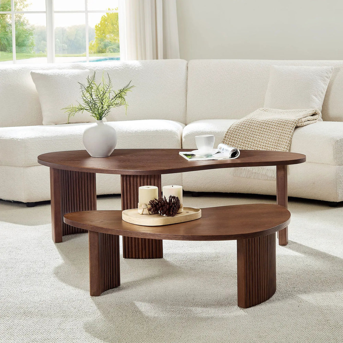 2-Piece Modern Irregular Shape Coffee Table Set by HouseOfZazla