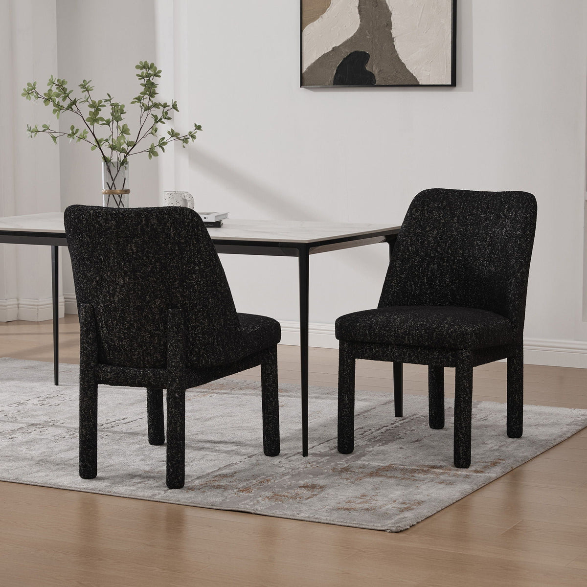 Wide Minimalist Dining Chair with Premium Fabric - White, Black, Beige, photo 40 of 40