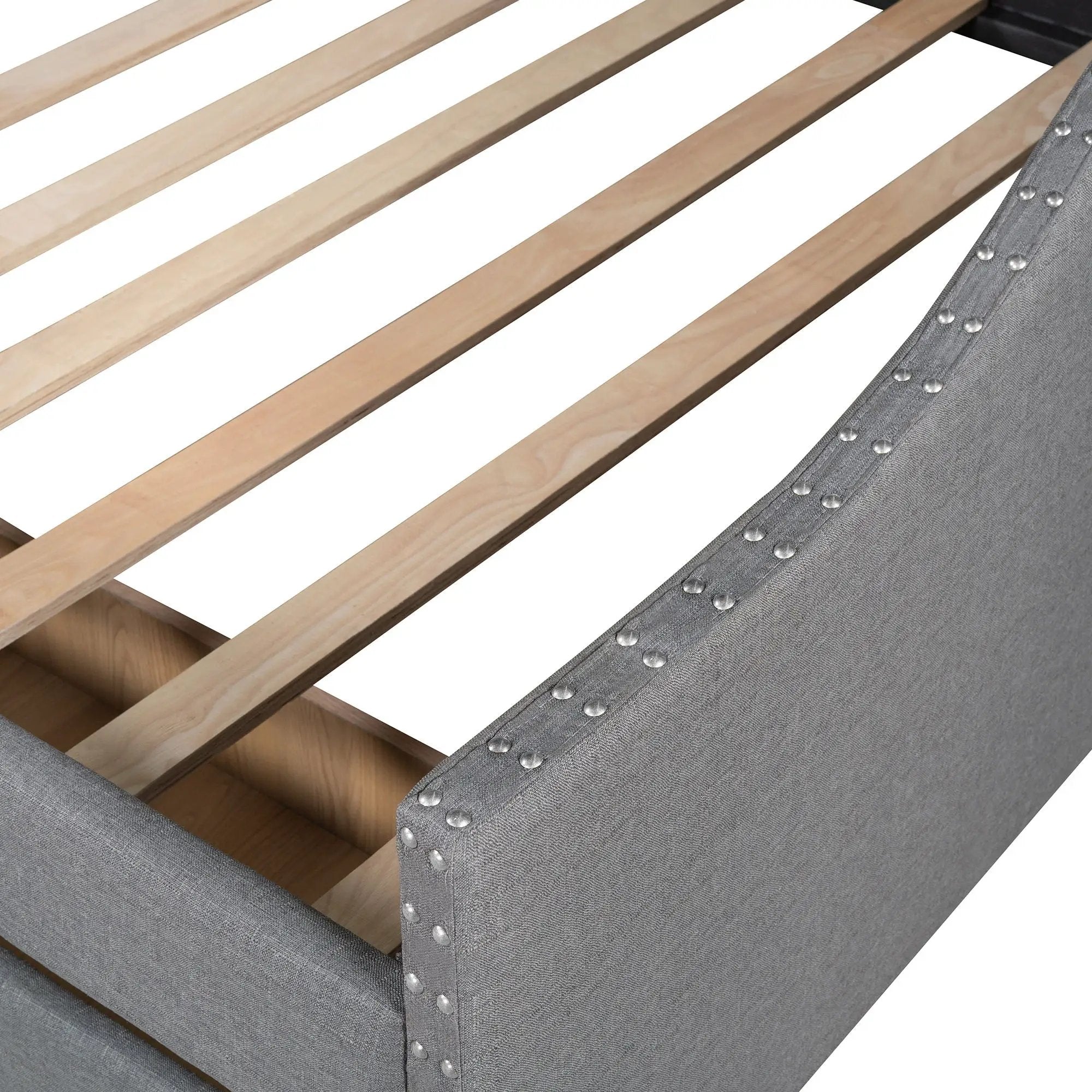 Upholstered Daybed With Two Drawers, Wood Slat Support by HouseOfZazla