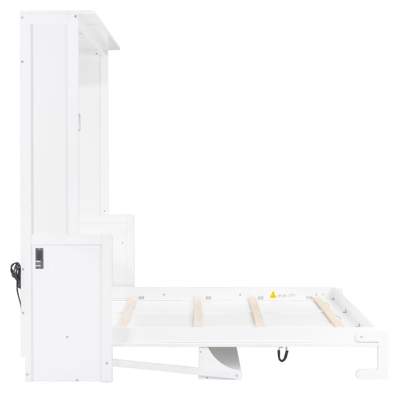Murphy Bed With Desk, LED Lights & USB Charging Station by HouseOfZazla
