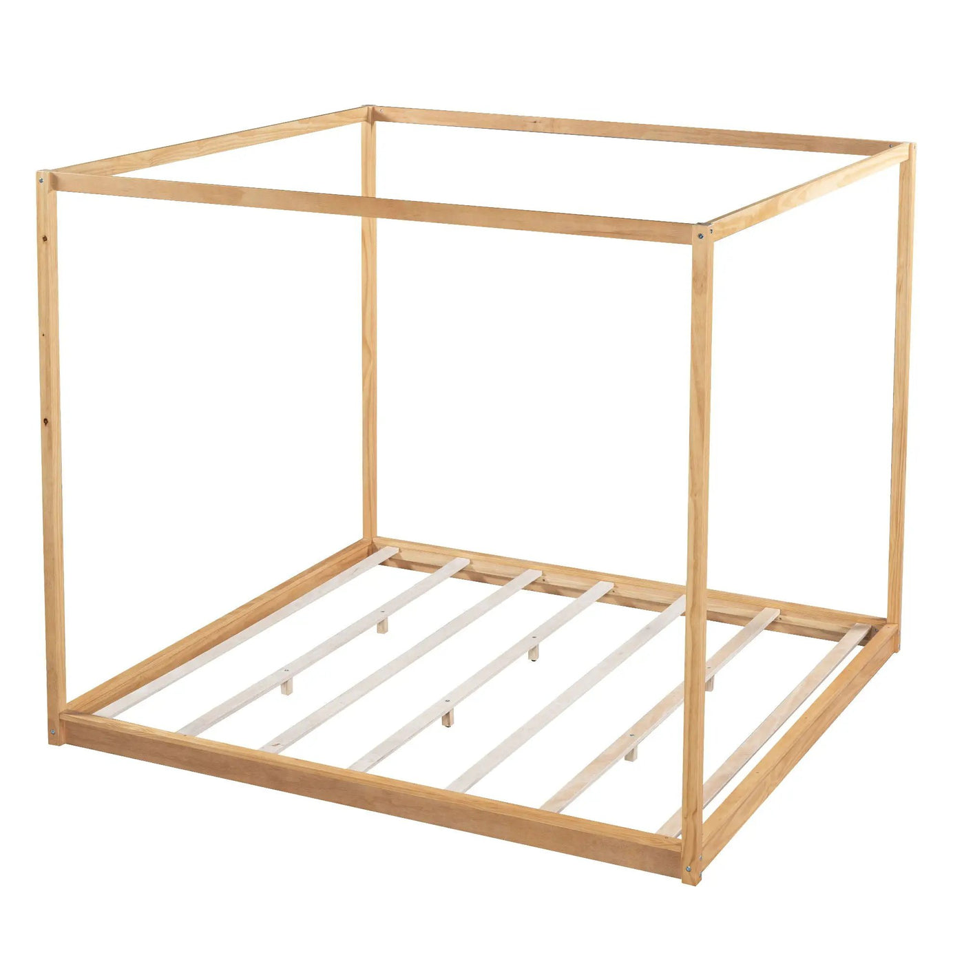 Wood Canopy Platform Bed With Support Legs And Airflow Slats by HouseOfZazla