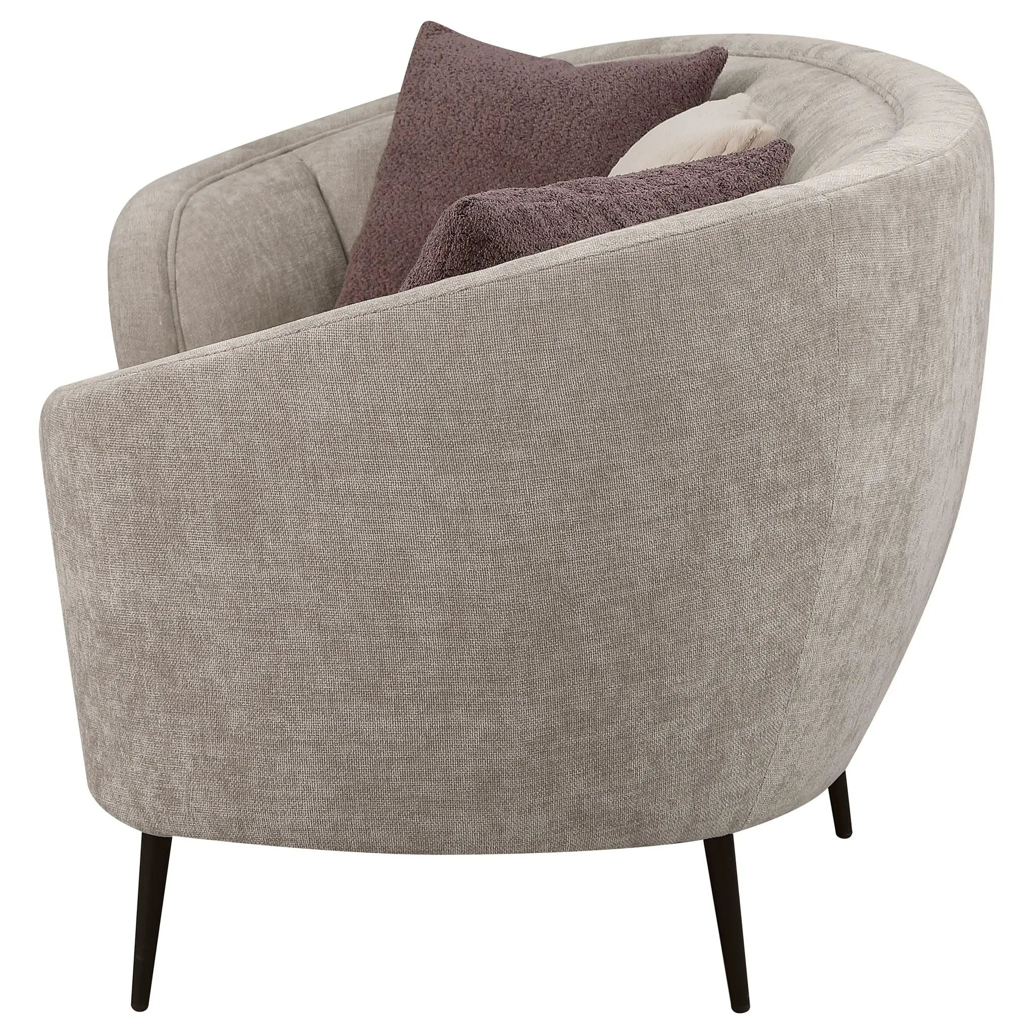 Ellorie Upholstered Channel Back Curved Sofa Beige by Unique Piece Furniture