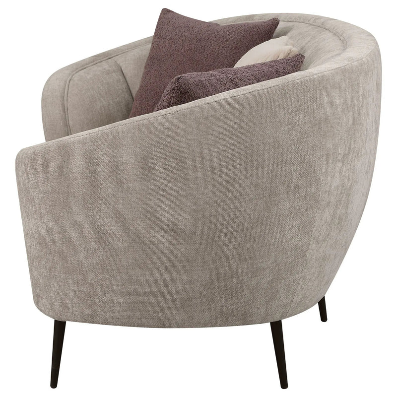 Ellorie Upholstered Channel Back Curved Sofa Beige by Unique Piece Furniture