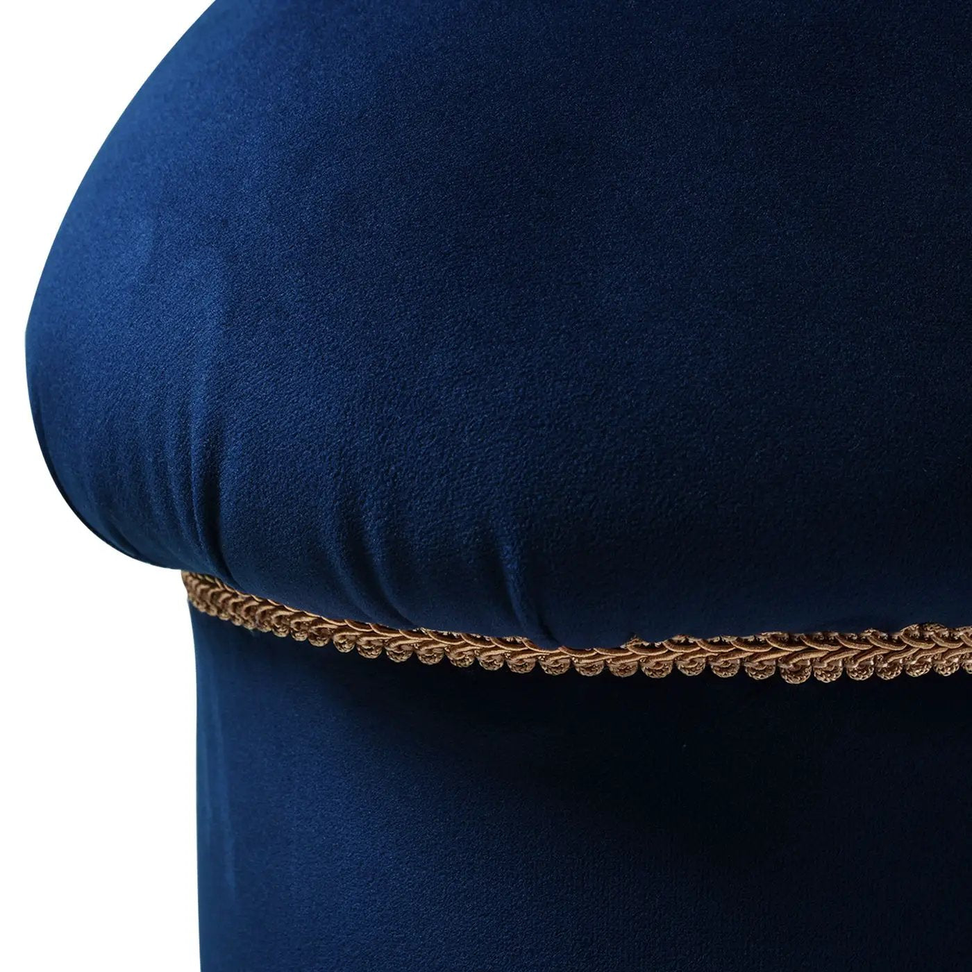 Ellen - Upholstered Clover Ottoman With Gold Bullion Fringe - Navy Blue by HouseOfZazla