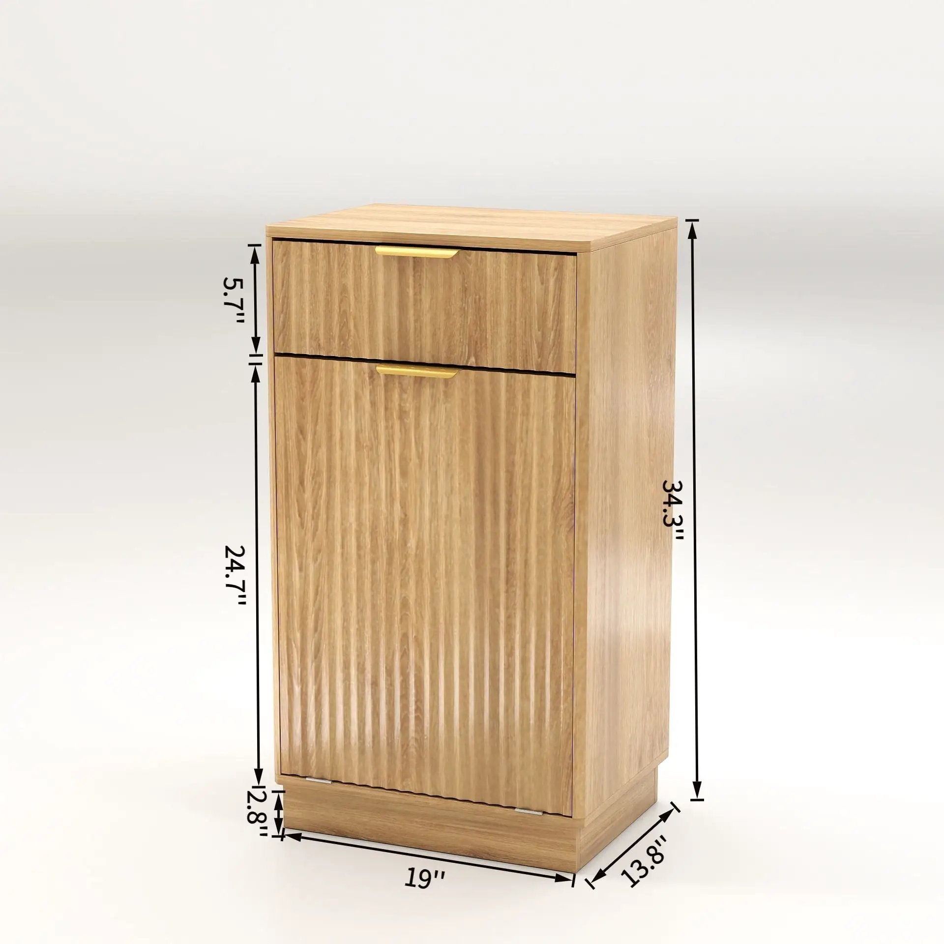 Tilt Out Trash Can Cabinet With Wave Textured Drawer & Pull Out Bin by Unique Piece Furniture
