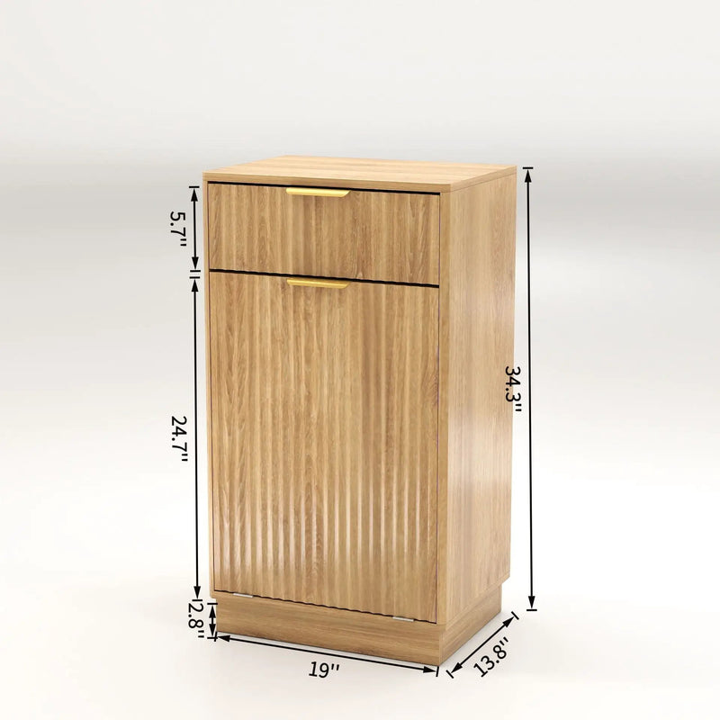 Tilt Out Trash Can Cabinet With Wave Textured Drawer & Pull Out Bin by Unique Piece Furniture