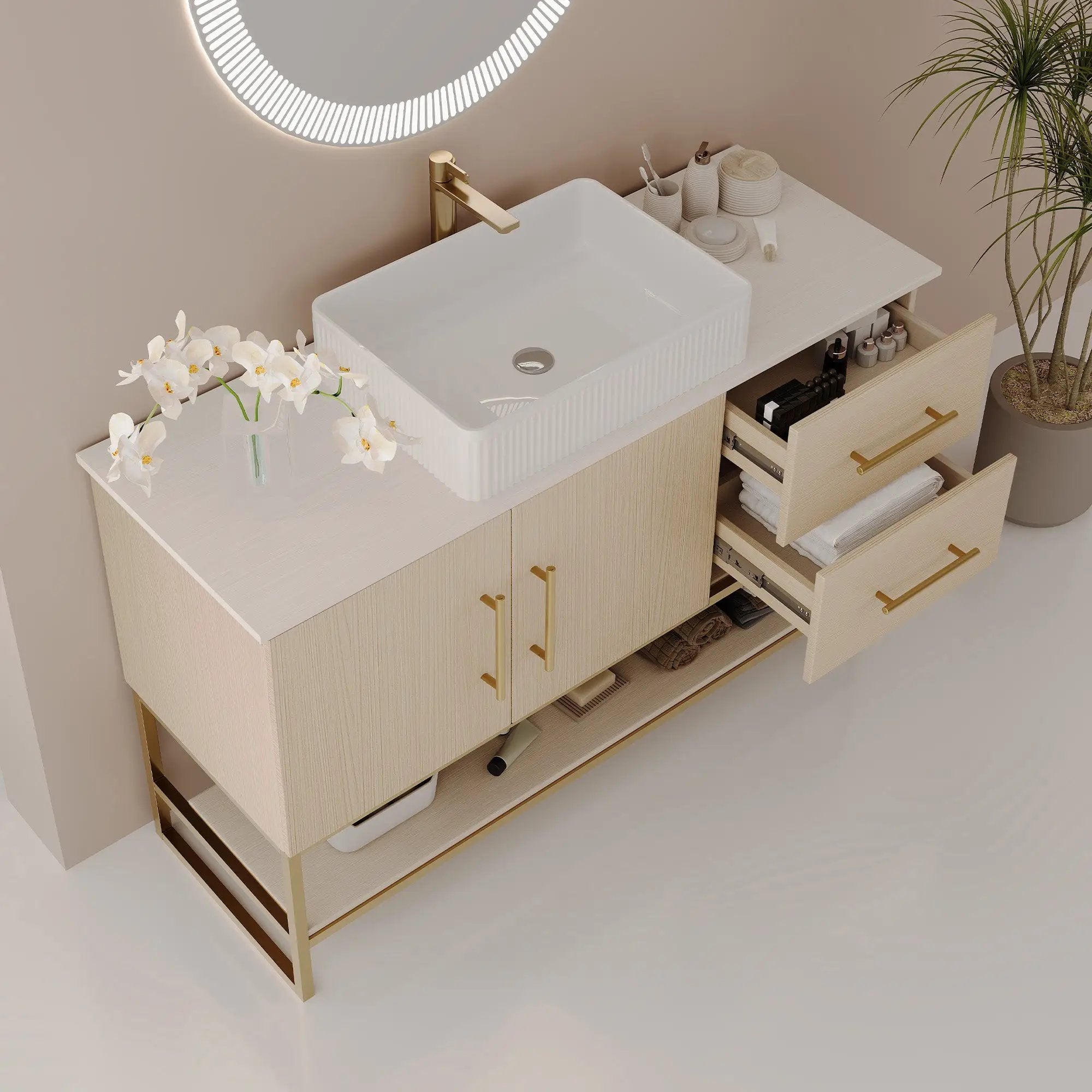 47.2" Modern Bathroom Vanity With Ceramic Vessel Sink by HouseOfZazla