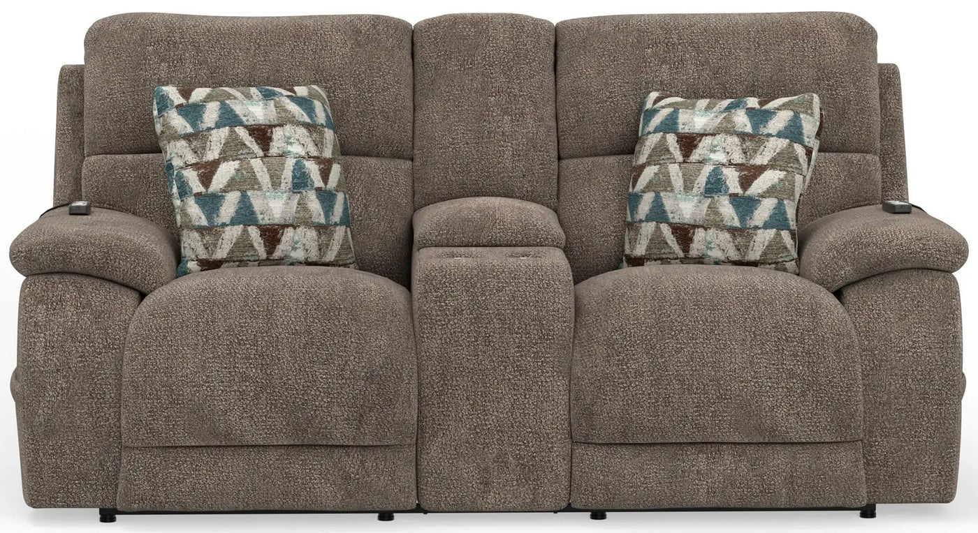 Joya - Power Headrest Power Lay Flat Reclining Console Loveseat With CR3 Heat/Massage/Lumbar/ZG by Unique Piece Furniture
