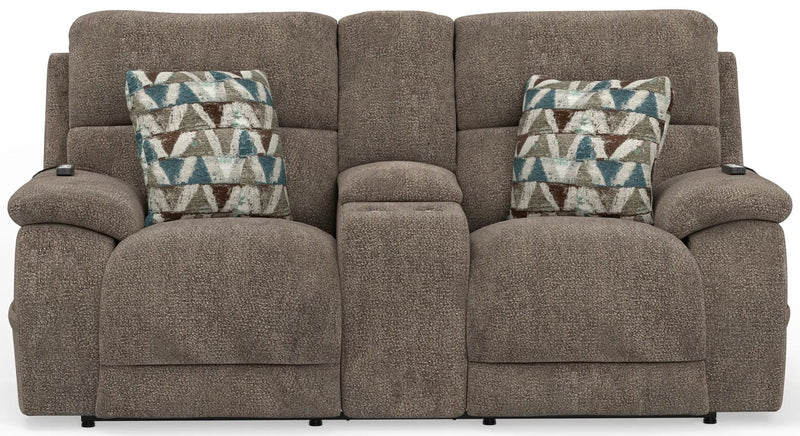 Joya - Power Headrest Power Lay Flat Reclining Console Loveseat With CR3 Heat/Massage/Lumbar/ZG by Unique Piece Furniture