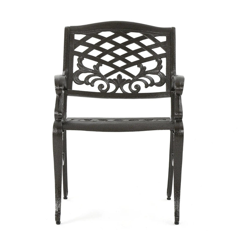 Luminea Outdoor Aluminum Dining Chair with Scroll Design, Bronze by HouseOfZazla