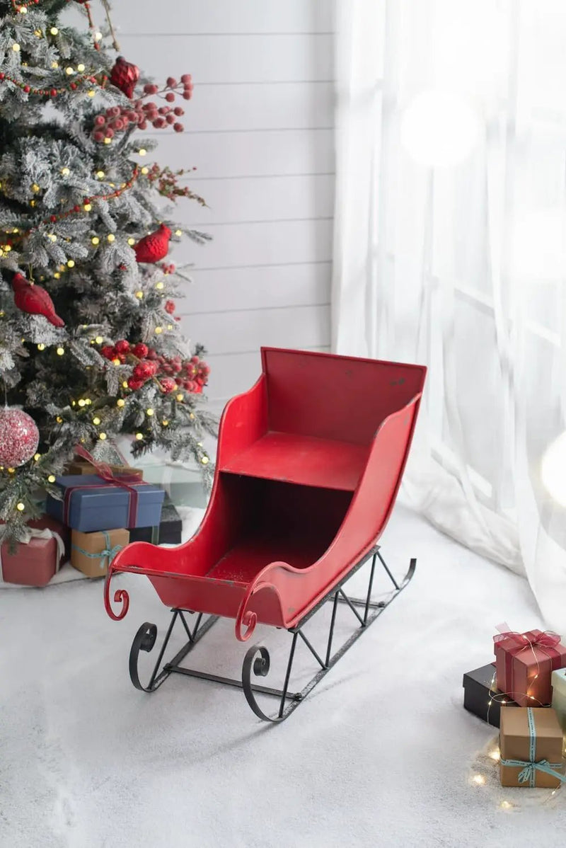 Iron Sleigh Large, Distressed Christmas Santa Sleigh Holiday Decoration by HouseOfZazla