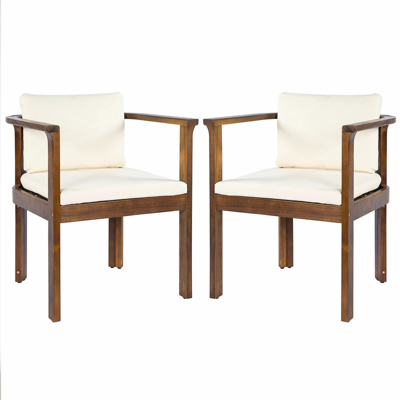Outdoor Dining Chair Set of 2 with Curved Acacia Wood Arms by HouseOfZazla