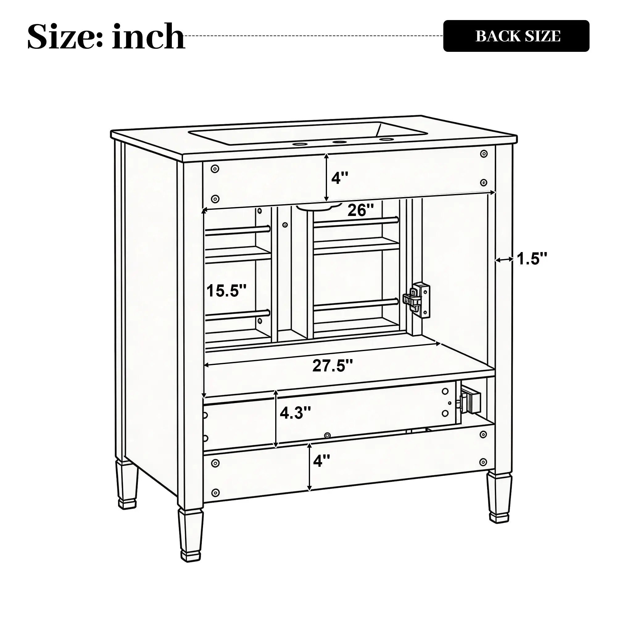 Elegant Fluted Bathroom Vanity With Sink, Soft Close Doors & Drawer by HouseOfZazla