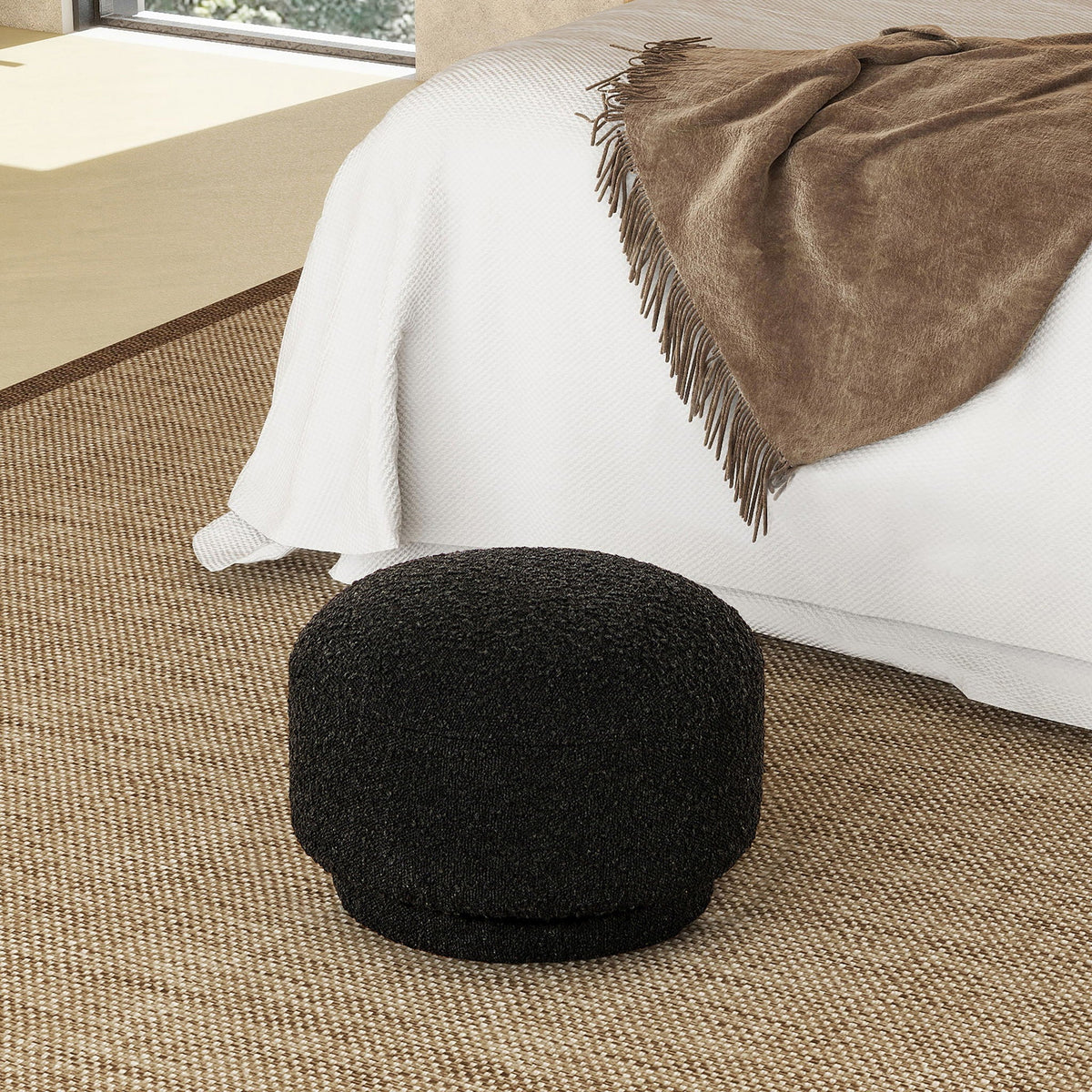 Mushroom Footstool Ottoman with Faux Sheepskin Upholstery - Multiple Colors, photo 2 of 28