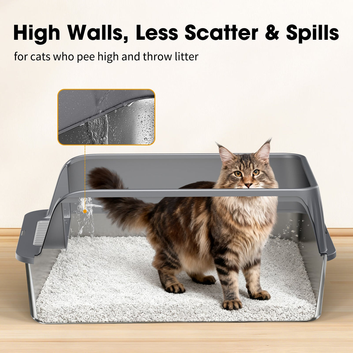 Stainless Steel Cat Litter Box with Easy Clean Surface - Silver, photo 4 of 9