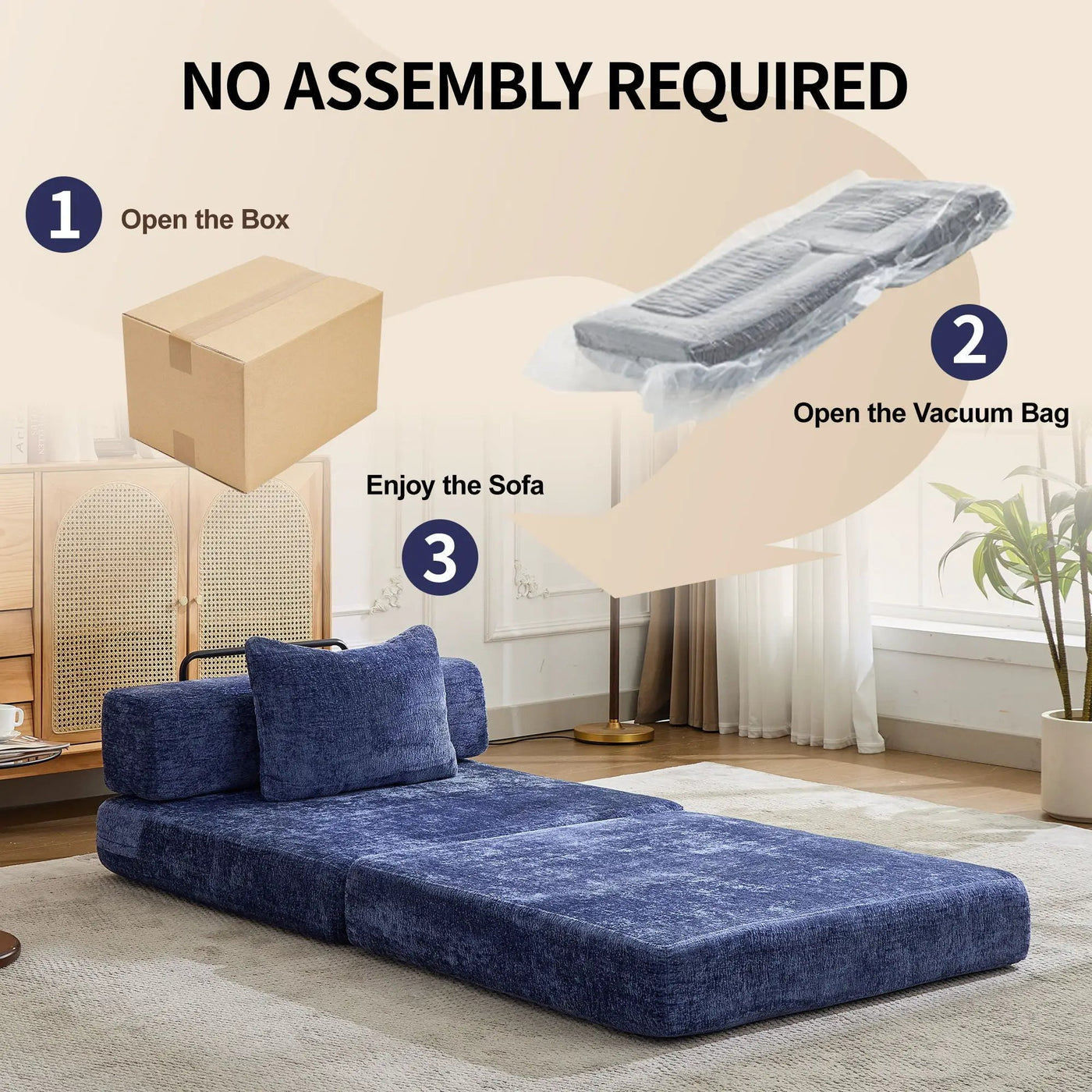 Convertible Floor Sofa Bed With Fixed Shape Frame For Living Room by HouseOfZazla
