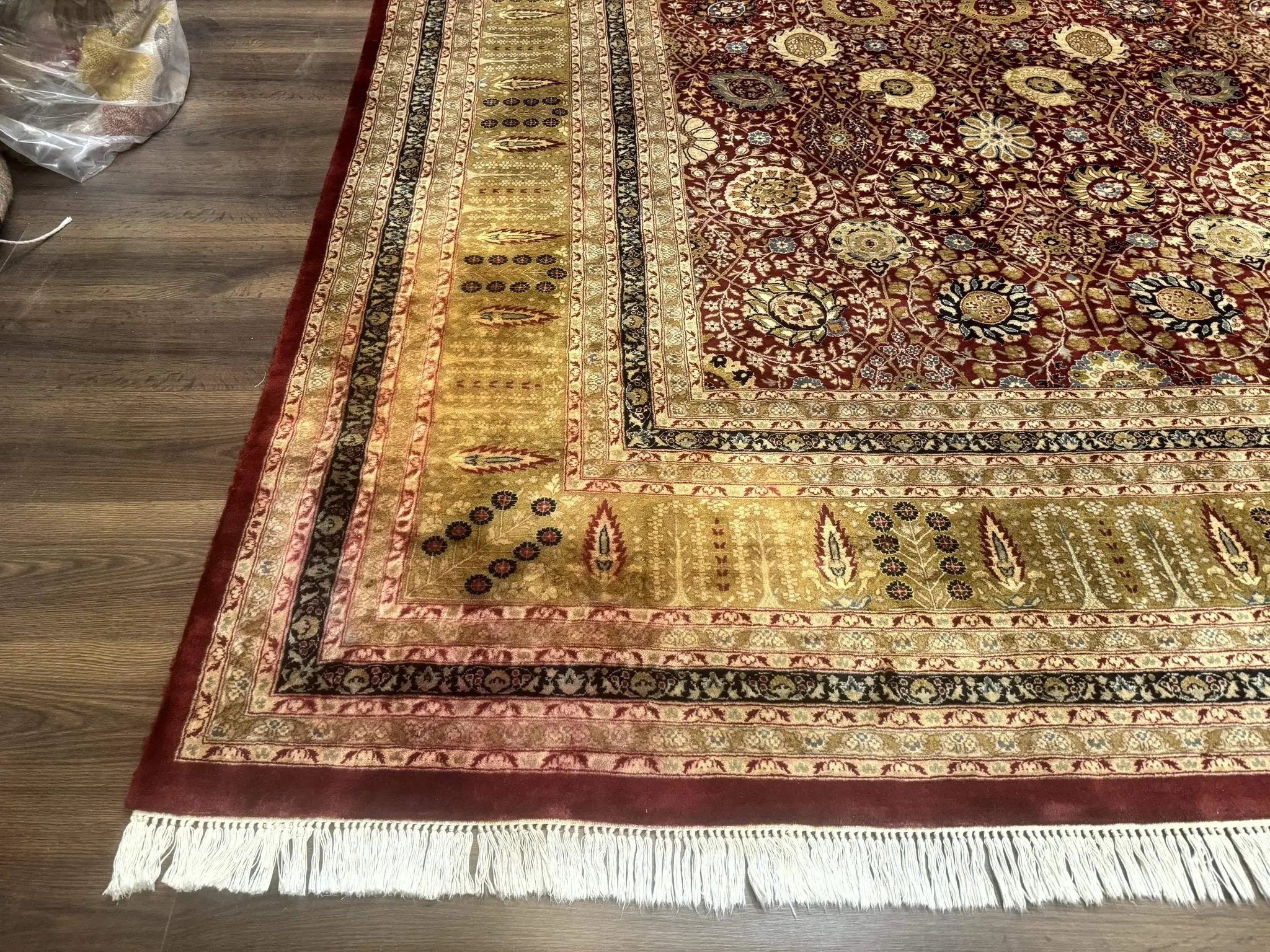 Palace Size Pak Persian Rug 12x15, Brick Red, Allover Pattern, Handmade Oversized Wool Oriental Carpet, Large Area Rug, Fine 225 KPSI by Jewel Rugs