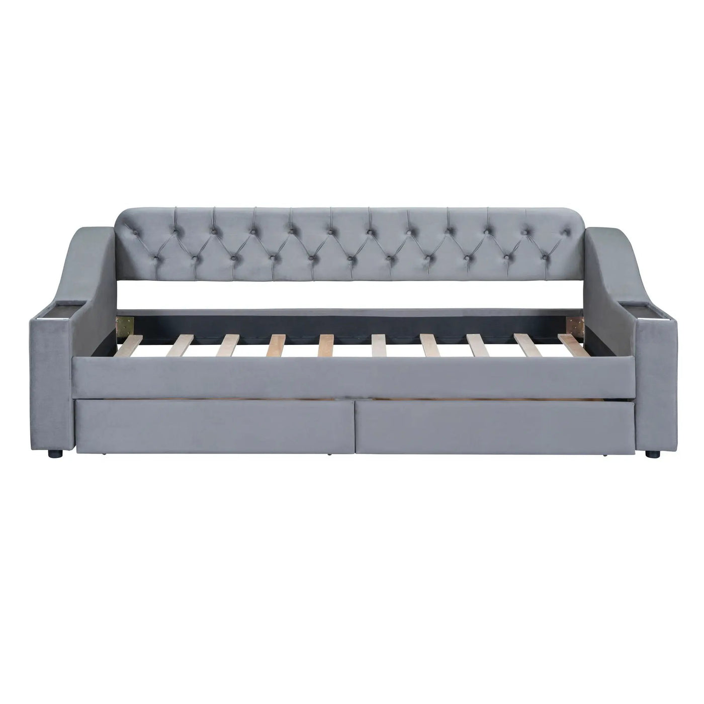 Upholstered Daybed With Storage Armrests And USB Port by HouseOfZazla