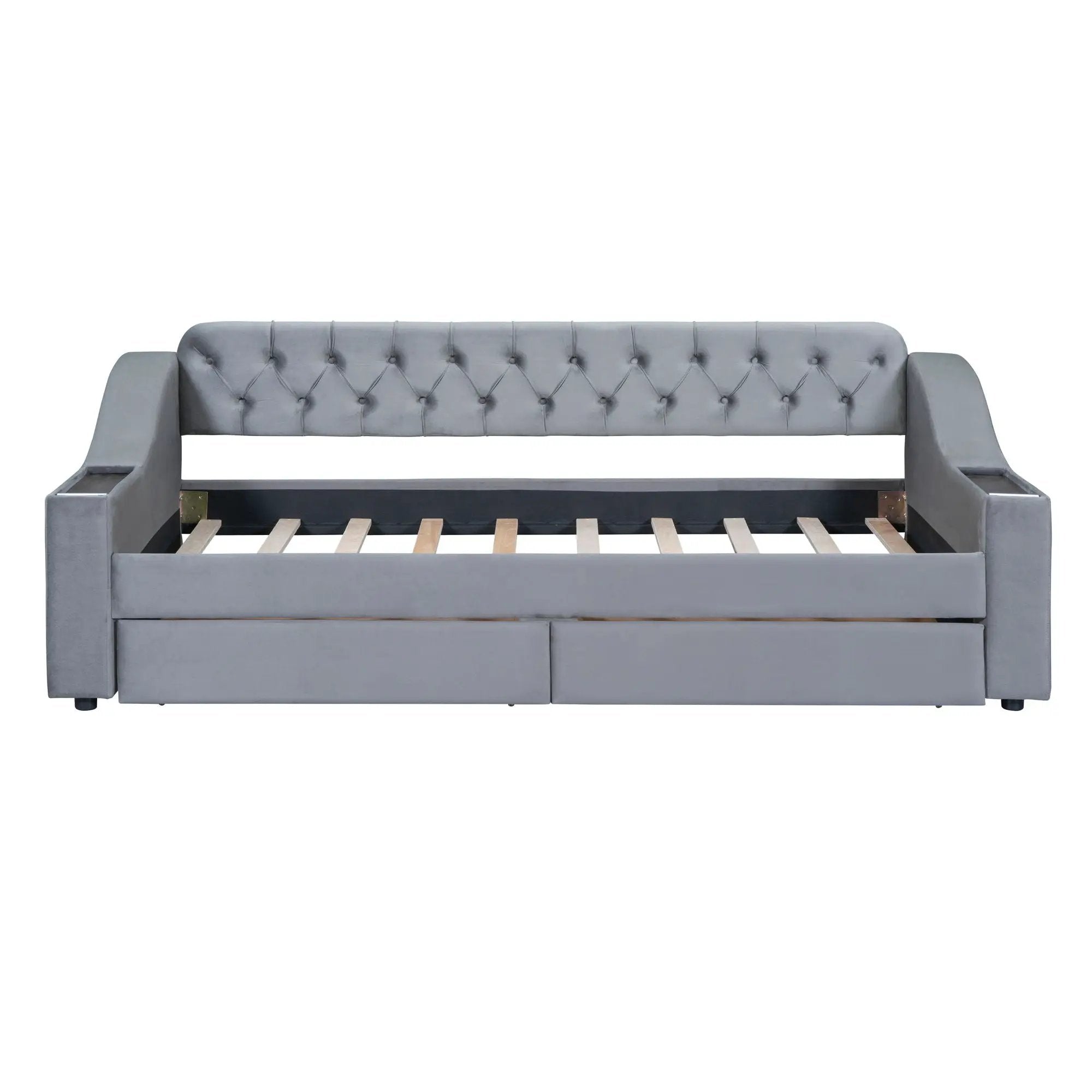Upholstered Daybed With Storage Armrests And USB Port by HouseOfZazla