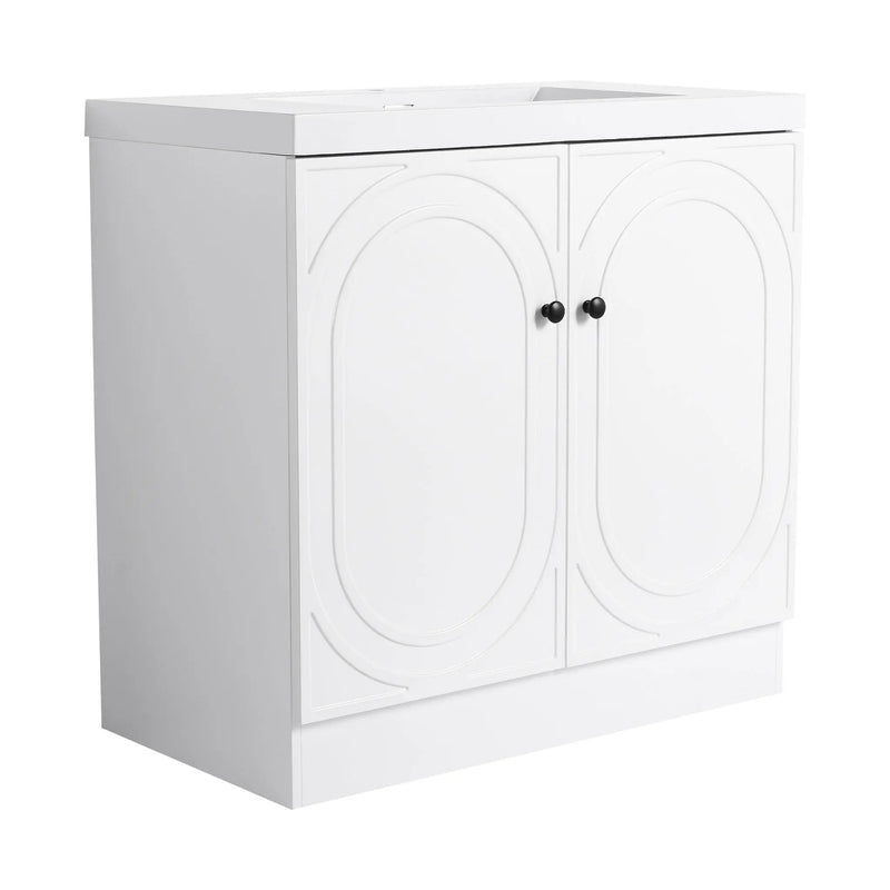 Contemporary Freestanding Bathroom Vanity With Resin Sink & Soft-Close Cabinet Doors by HouseOfZazla