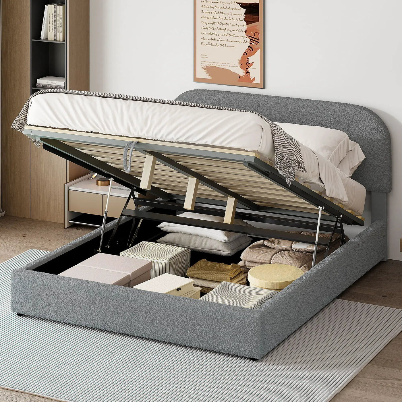 Upholstered Platform Bed With Hydraulic Storage System by HouseOfZazla