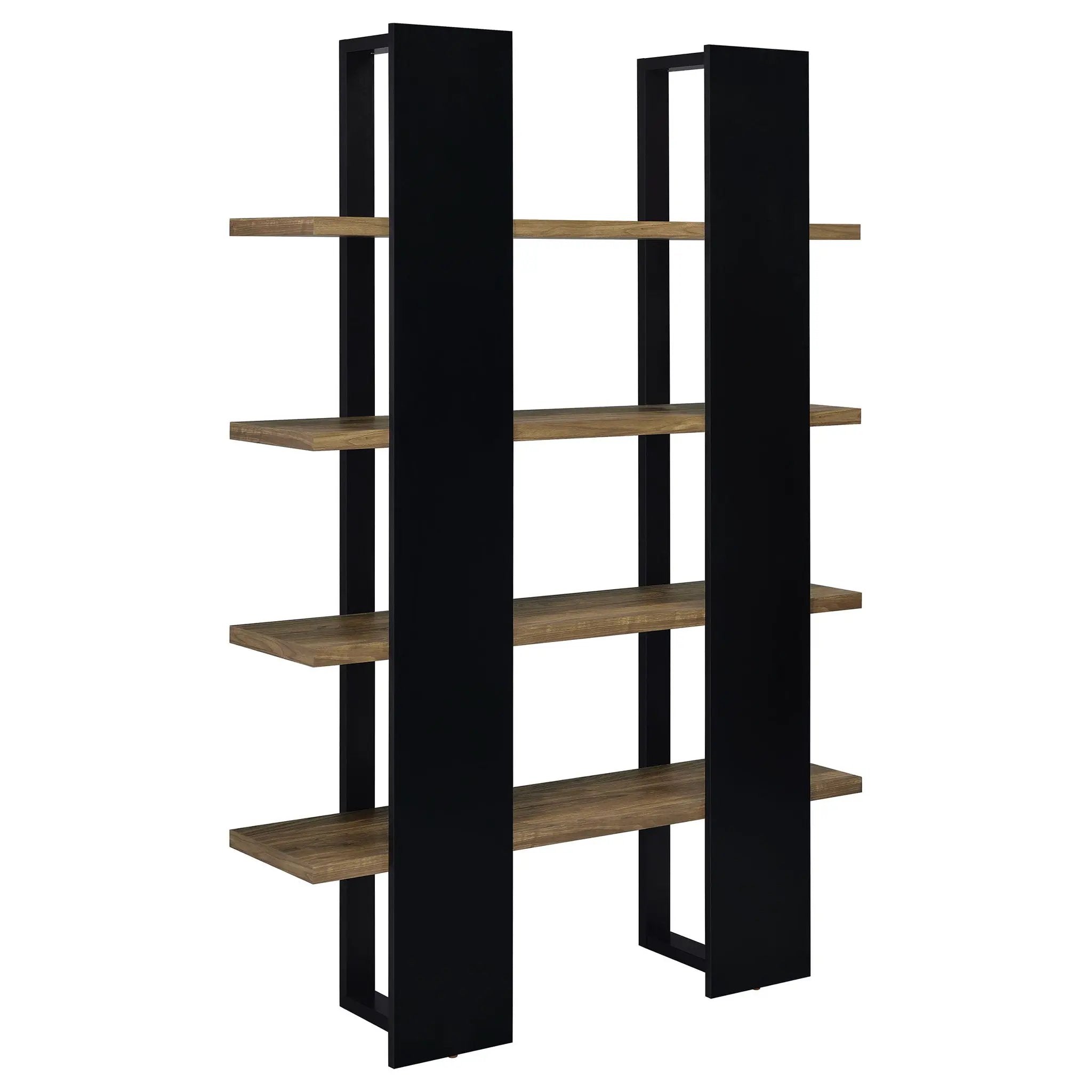 Danbrook 71-inch 4-shelf Bookshelf Black and Aged Walnut by Unique Piece Furniture