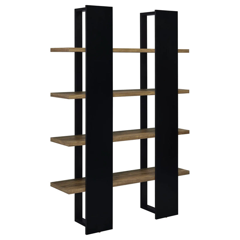 Danbrook 71-inch 4-shelf Bookshelf Black and Aged Walnut by Unique Piece Furniture