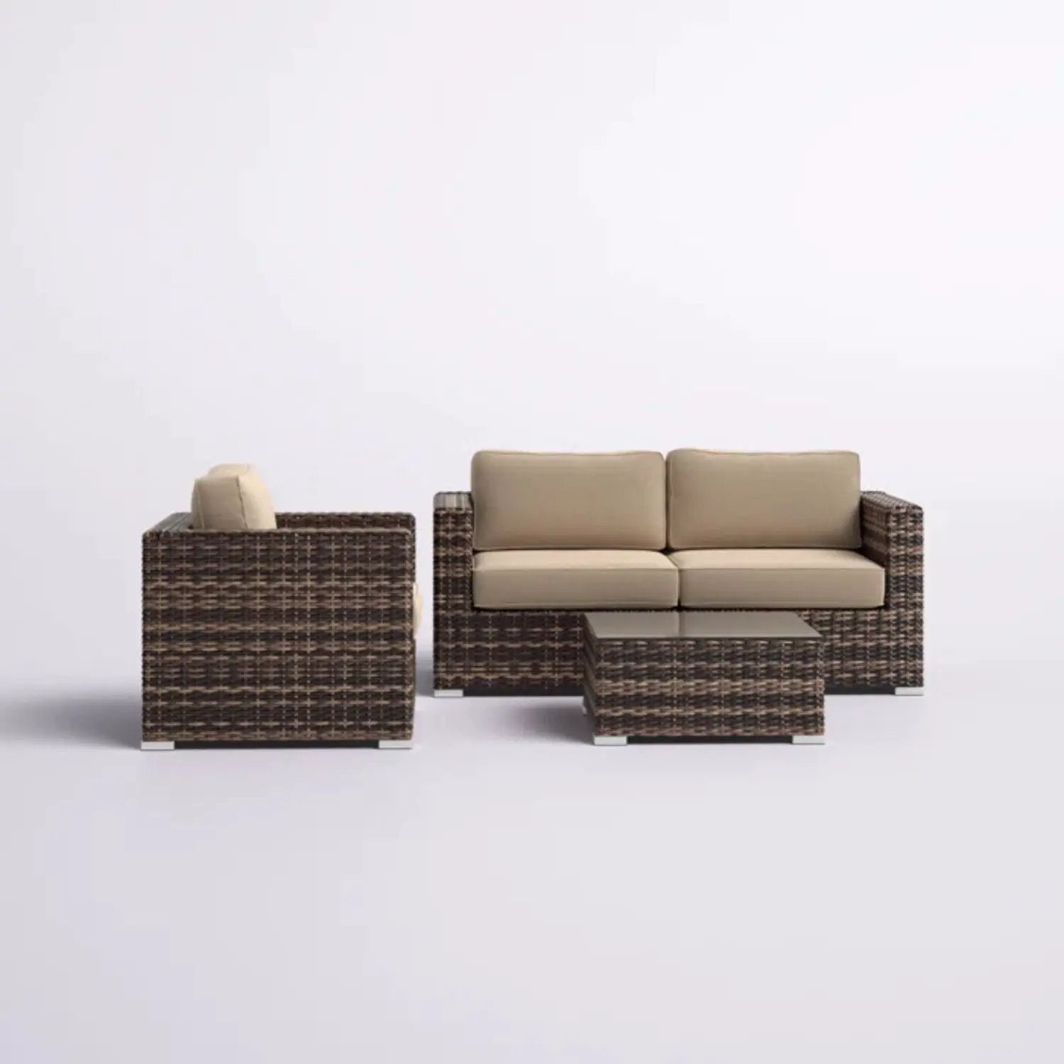 Modern Style Hdpe Wicker Seating Group With Cushions For 3 People In Brown Finish by HouseOfZazla