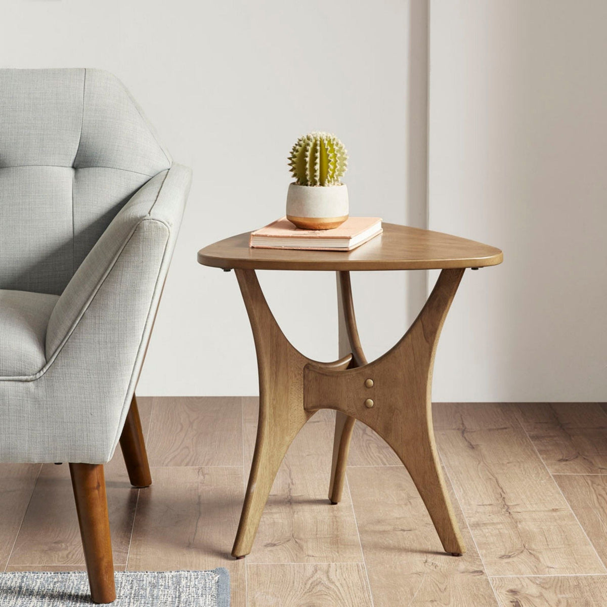 Triangle Side Table with Wood Veneer Top - Dark Brown or Light Brown, photo 21 of 27