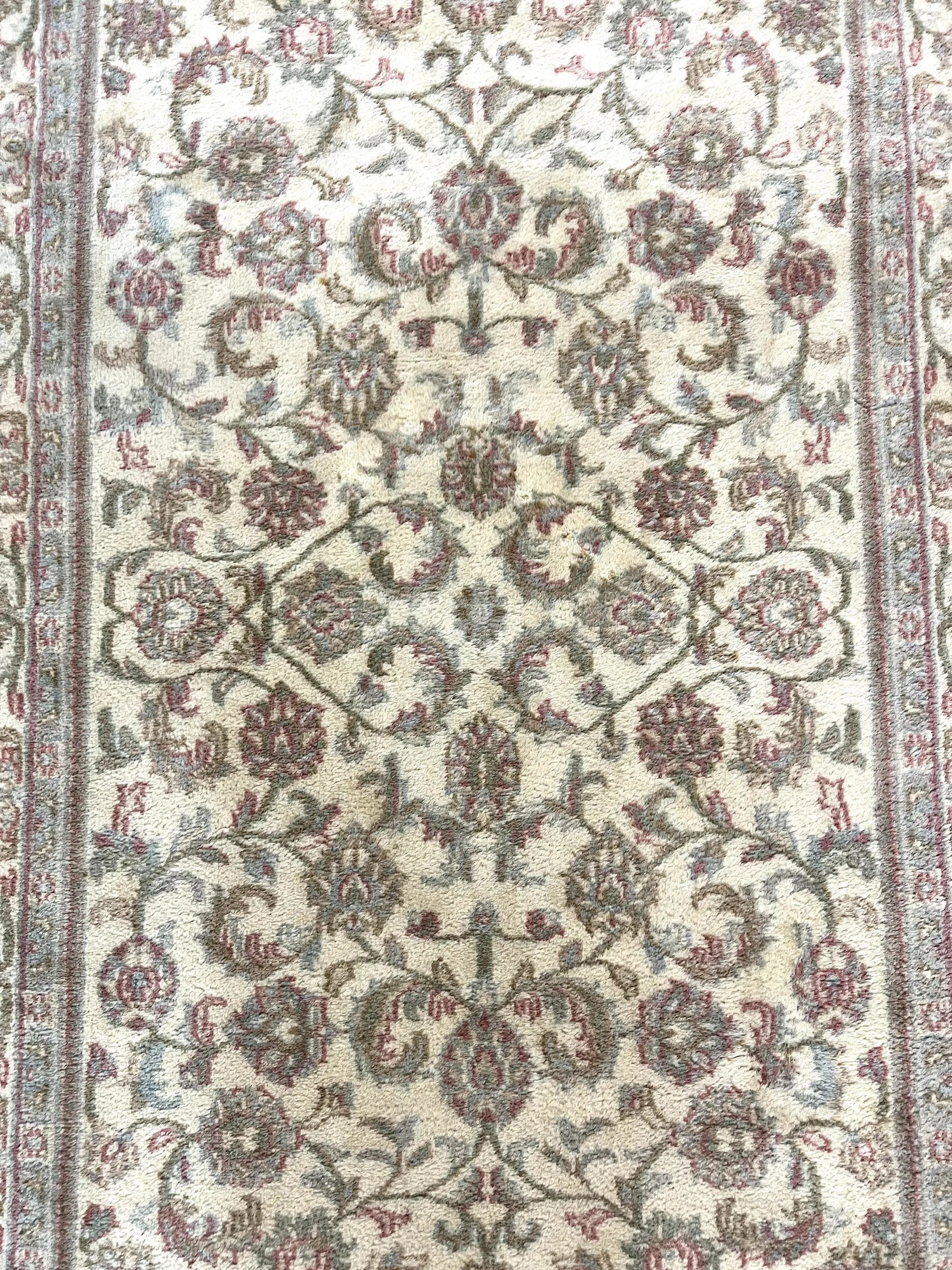 Indo Persian Rug 4x6, Vintage Handmade Wool Carpet, Floral Allover Pattern, Beige, Pair B by Jewel Rugs