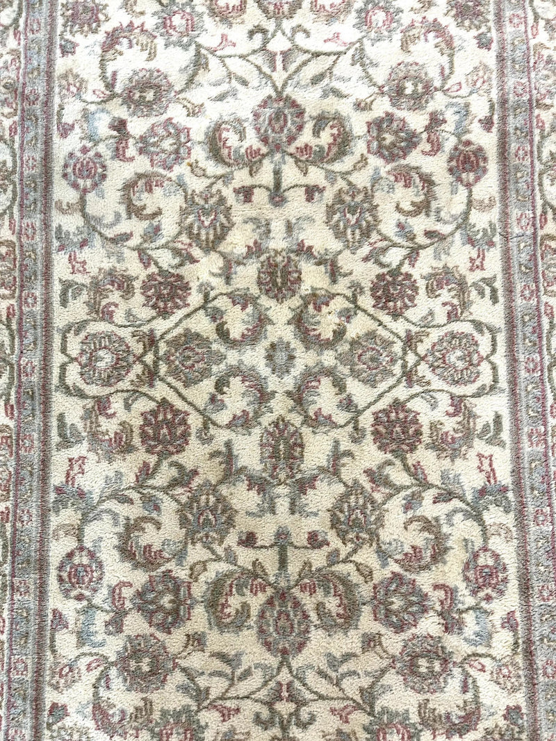 Indo Persian Rug 4x6, Vintage Handmade Wool Carpet, Floral Allover Pattern, Beige, Pair B by Jewel Rugs