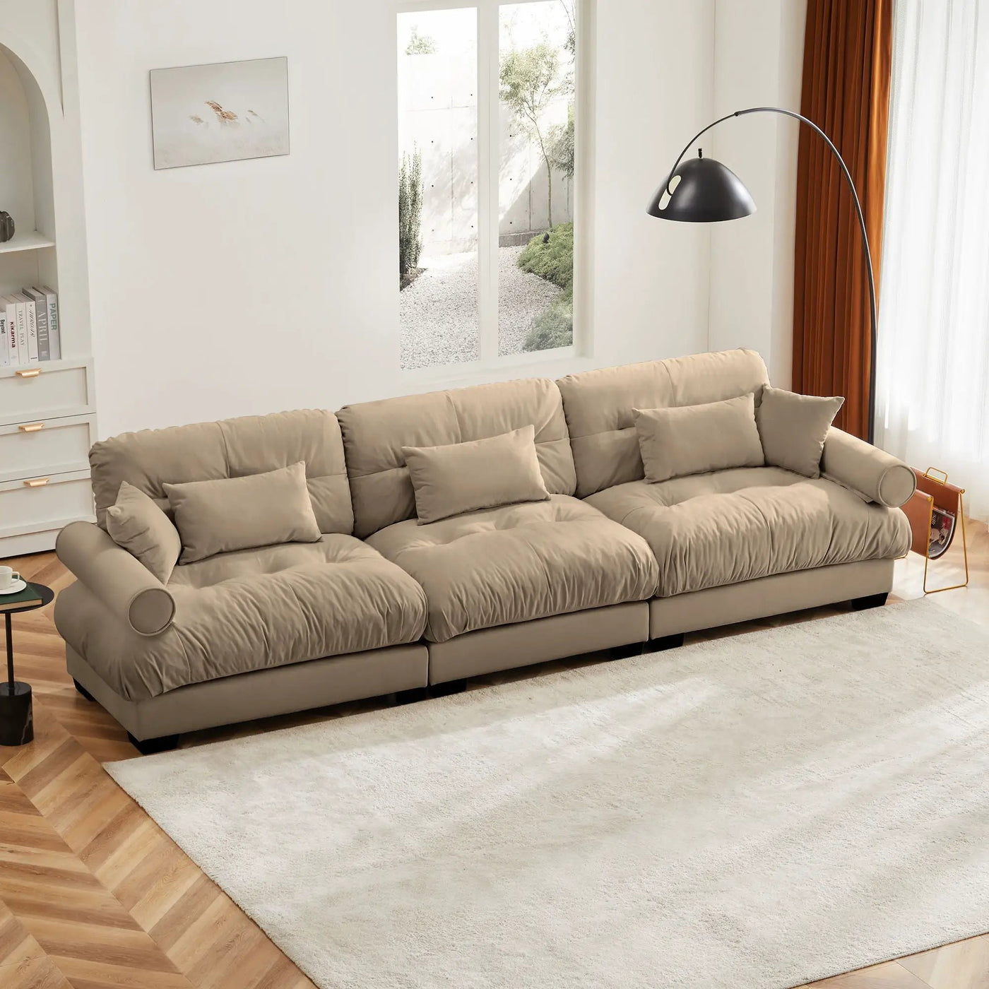 Modern Oversize Sofa With Cloud Like Comfort, Featuring Waist And Throw Pillows by Unique Piece Furniture